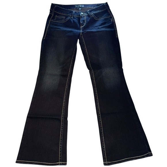 Silver AIKO Women’s Denim Jeans Size 30/31 NWOT Bootcut Dark With Fading Lowrise - Picture 3 of 8